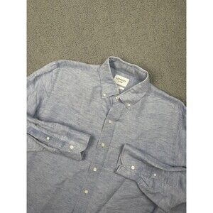 Ledbury Shirt Mens XL Blue Classic Fit Linen Long Sleeve Casual Button Down